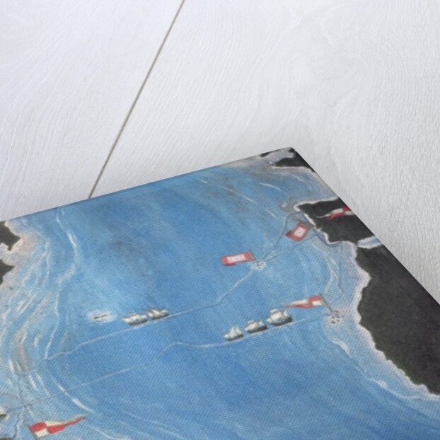 Map showing the route of Christopher Columbus on his first voyage to the New World by Spanish School