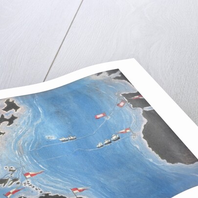 Map showing the route of Christopher Columbus on his first voyage to the New World by Spanish School