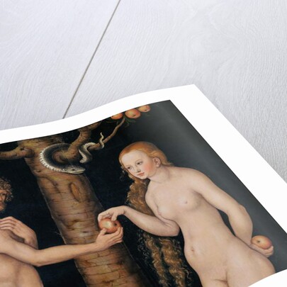 Eve offering the apple to Adam in the Garden of Eden, c.1520-25 by Lucas the Elder Cranach
