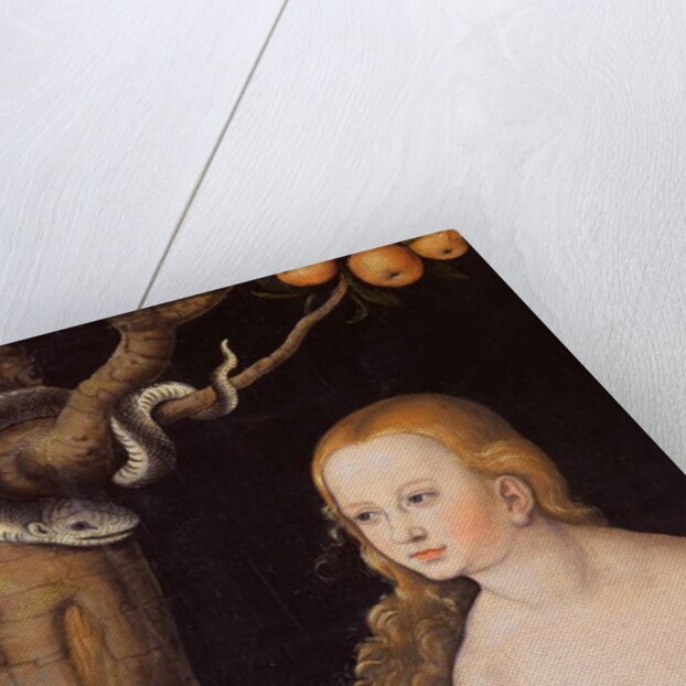 Eve offering the apple to Adam in the Garden of Eden and the serpent, c.1520-25 by Lucas the Elder Cranach