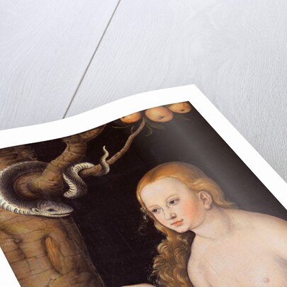 Eve offering the apple to Adam in the Garden of Eden and the serpent, c.1520-25 by Lucas the Elder Cranach
