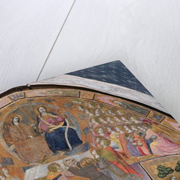 St. Francis offering Roses to the Apparition of Christ and the Virgin, fresco from the Porziuncola, 1393 by Ilario da Viterbo