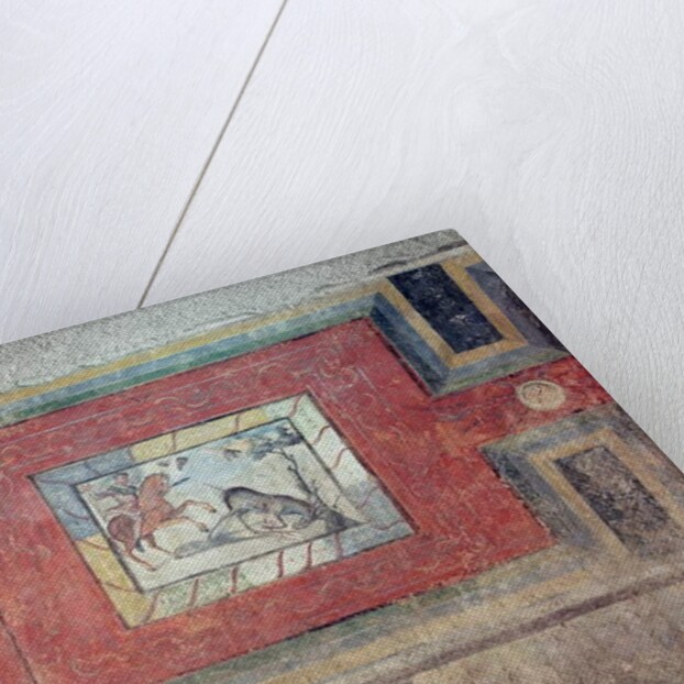 A wall painting showing a hunting scene by Roman