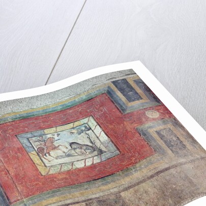 A wall painting showing a hunting scene by Roman