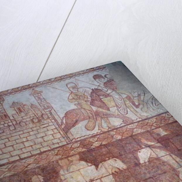 Departure of the Crusader Templar knights in 1163 from their Syrian castle of Krak des Chevaliers for the battle of Boquée by French School