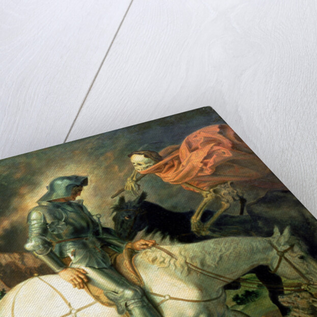 Don Quixote with Death, based on 'The Knight, Death and the Devil' by Albrecht Durer, c.1920 by Theodor Baierl