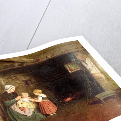 Expectation: Interior of a Cottage with a Mother and Children, 1854 by Frederick Daniel Hardy