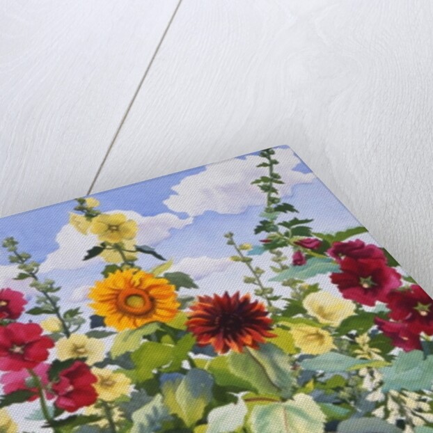 Hollyhocks and Sunflowers, 2003 by Christopher Ryland