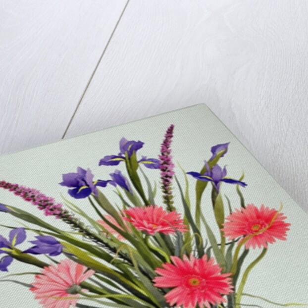 Irises and Gerbera in a Dutch Jug, 1990 by Christopher Ryland