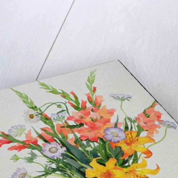 Orange and Blue Flowers in a Moroccan Vase by Christopher Ryland