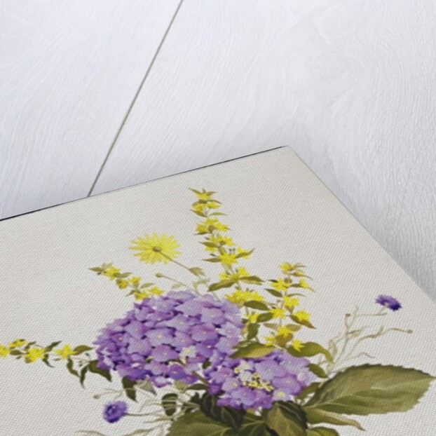 Blue Hydrangea with Yellow Loosestrife by Christopher Ryland