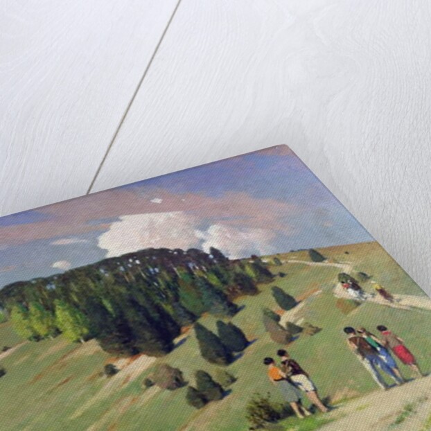 Hikers at Goodwood Downs, c.1930 by George F. Henry