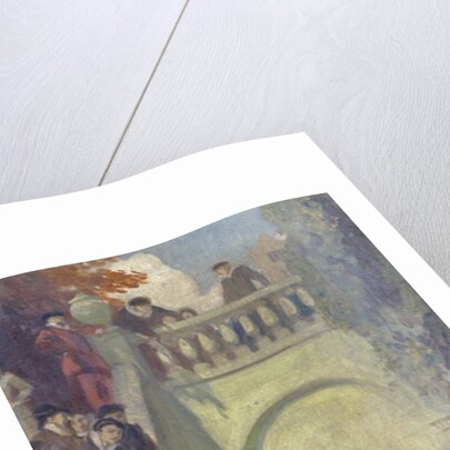 Queen Elizabeth I knighting Sir John Young on the steps of his property, The Great House, Bristol, 1910-20 by Ernest Board