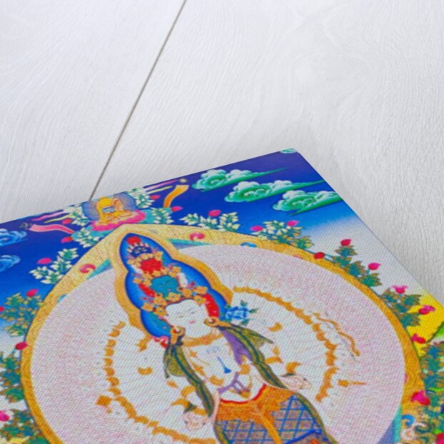 Image depicting the thousand arms Avalokiteshvara, the eleven headed Avalokiteshvara with thousand arms and 1022 eyes symbolising infinite compassion by School Nepalese