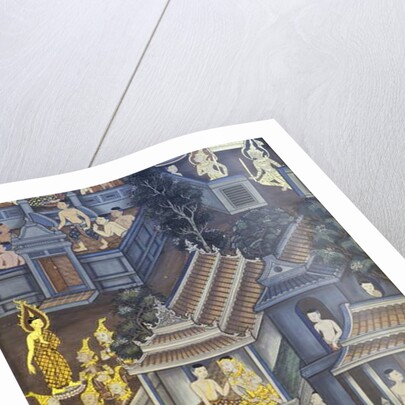 Mural with scenes of Thai culture, Wat Pho, Bangkok, Thailand by Anonymous