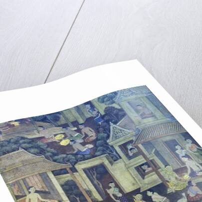 Mural with scenes of Thai culture, Wat Pho, Bangkok, Thailand by Anonymous