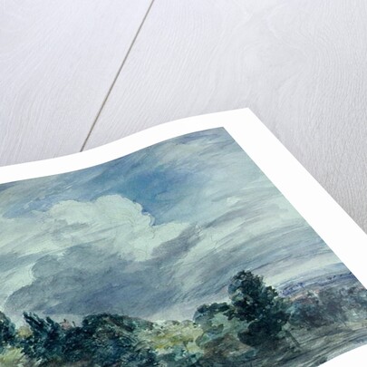 View over a wide landscape, with trees in the foreground, September 1832 by John Constable