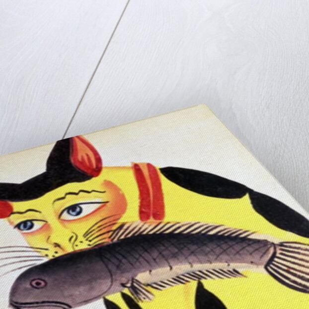 A cat with a fish in its mouth by Indian School