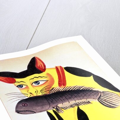 A cat with a fish in its mouth by Indian School