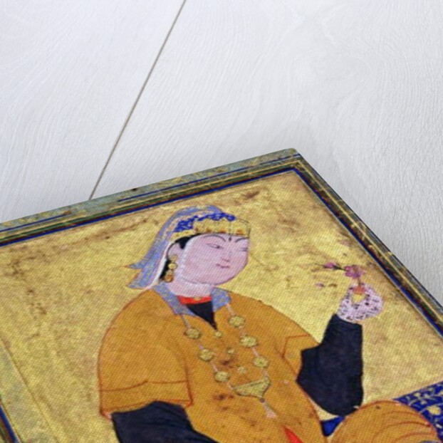 Portrait of Hamida Banu Begum, holding a seal by Persian School