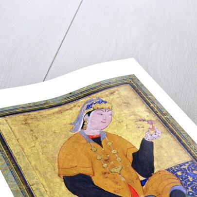 Portrait of Hamida Banu Begum, holding a seal by Persian School