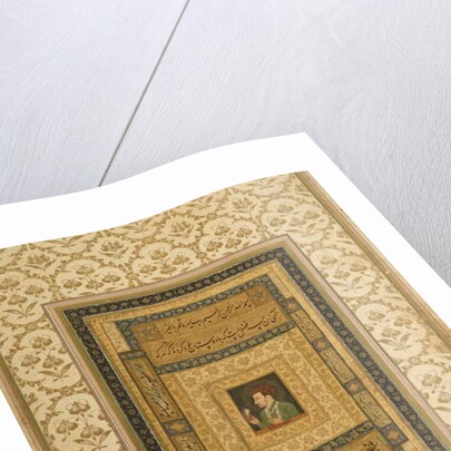 Jahangir holding a picture of the Madonna, inscribed in Persian: Jahangir Shah, Moghul, 1620 by Indian School