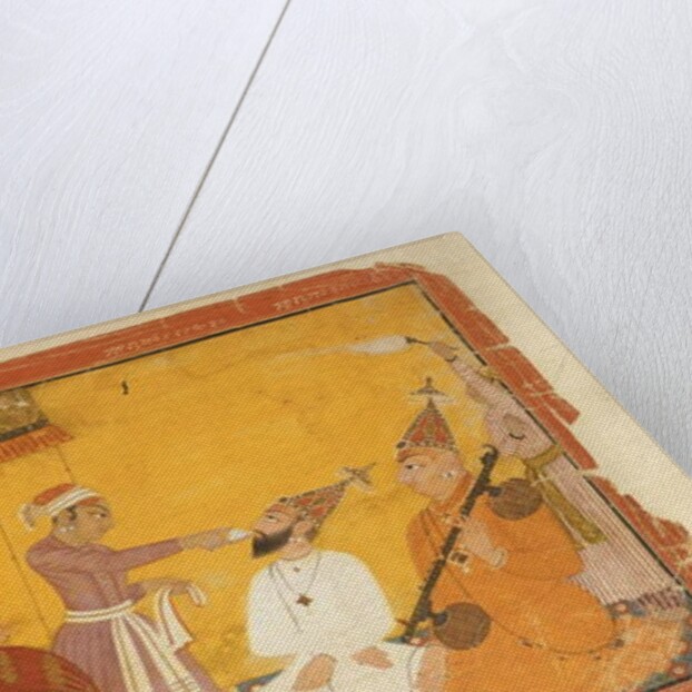 Gosain Narayan takes poison in the presence of Emperor Jahangir by Indian School