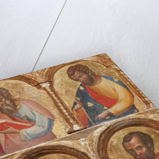 Detail of Madonna and Child with Angels, the Crucifixion, and Twelve Apostles or Saints, c.1360 by Lorenzo Veneziano