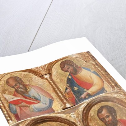 Detail of Madonna and Child with Angels, the Crucifixion, and Twelve Apostles or Saints, c.1360 by Lorenzo Veneziano