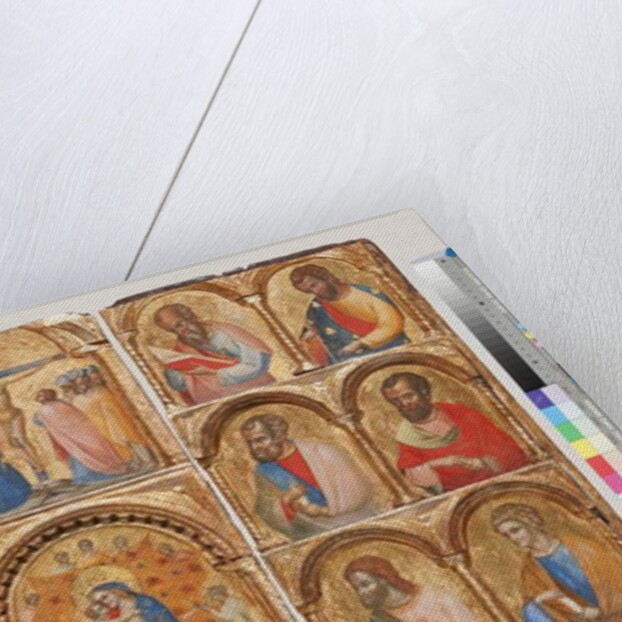 Madonna and Child with Angels, the Crucifixion, and Twelve Apostles or Saints, c.1360 by Lorenzo Veneziano