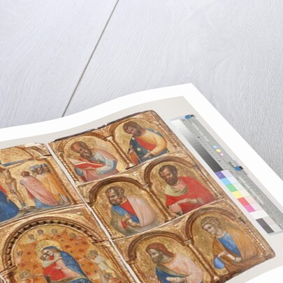 Madonna and Child with Angels, the Crucifixion, and Twelve Apostles or Saints, c.1360 by Lorenzo Veneziano