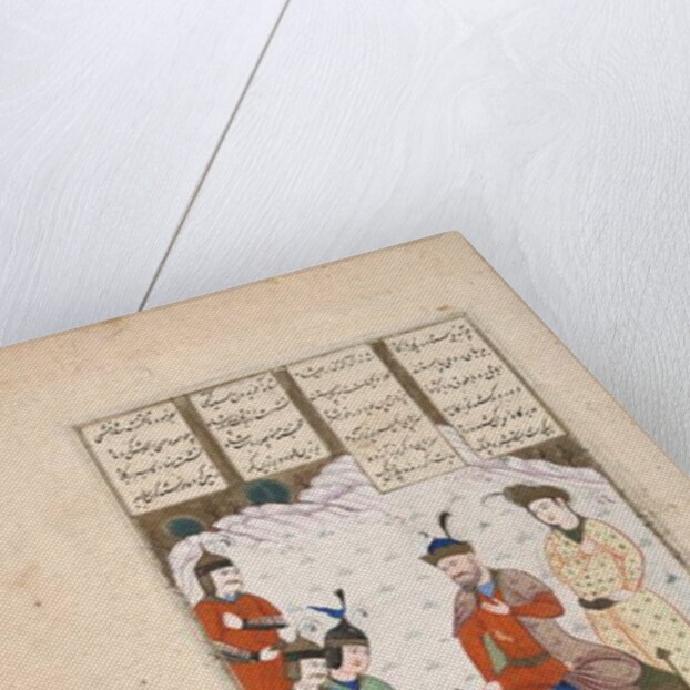 King Faridun receives the envoy of his two sons by Persian School