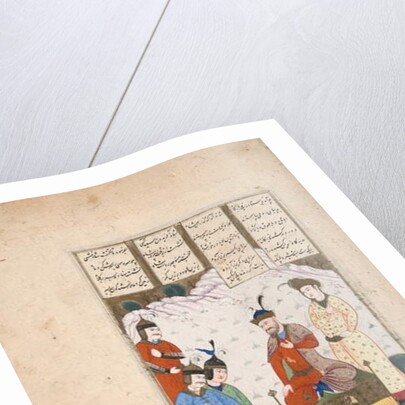 King Faridun receives the envoy of his two sons by Persian School