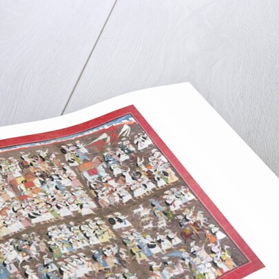 Sansar Chand seated on an elephant, surrounded by an army on foot and on horseback, c.1790 by Purkhu Purkhu