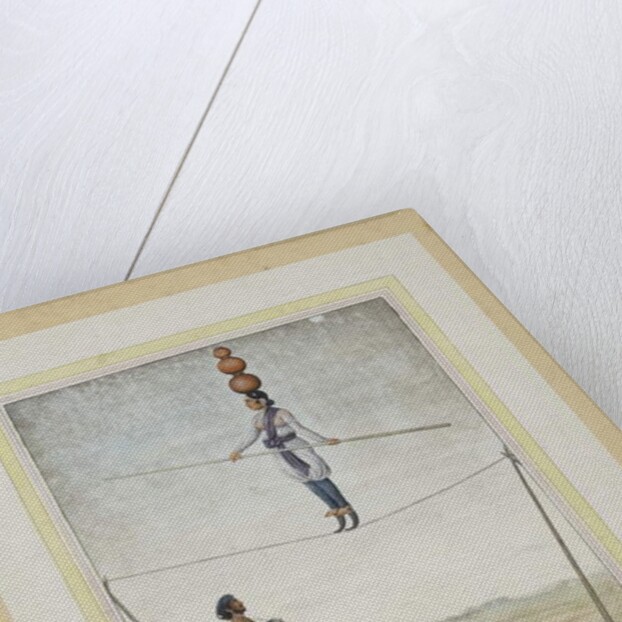 Acrobat on a tightrope, drummer below, c.1820 by Indian School