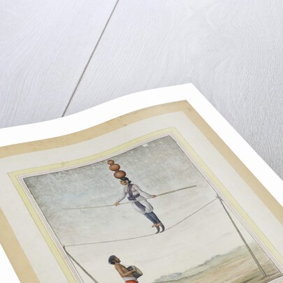 Acrobat on a tightrope, drummer below, c.1820 by Indian School