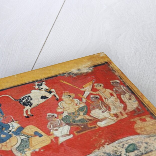 Krishna defeats a demon beside a river, c.1560 by Indian School