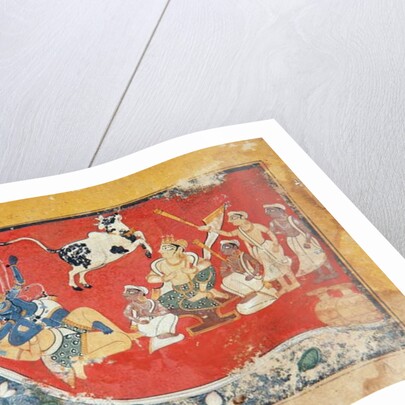 Krishna defeats a demon beside a river, c.1560 by Indian School