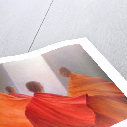 Four Monks on Temple Steps by Lincoln Seligman