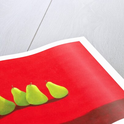 Pears on Red Cloth by Lincoln Seligman