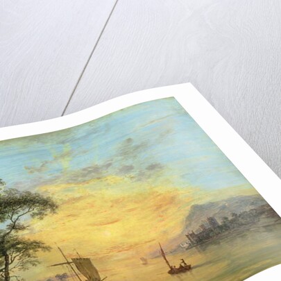 A Welsh Sunset River Landscape, c.1775-1800 by Paul Sandby