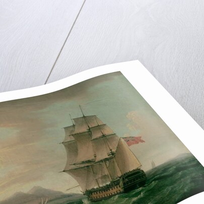 A British Man of War Before the Rock of Gibraltar by Thomas Whitcombe