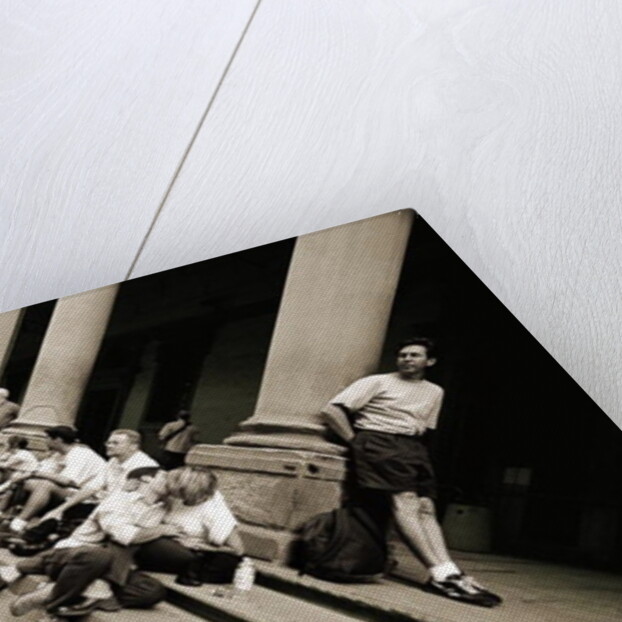 Man wearing a 'Jesus' T-shirt staring at lovers, 2004 by Stephen Spiller