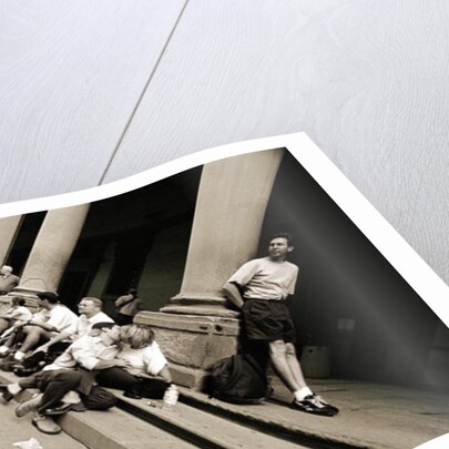 Man wearing a 'Jesus' T-shirt staring at lovers, 2004 by Stephen Spiller