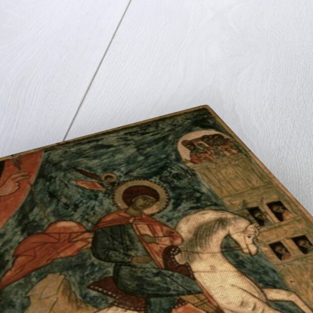 St. George and the Dragon, Russian icon from Vologda, 15th century by School Russian