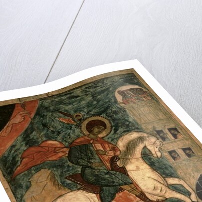 St. George and the Dragon, Russian icon from Vologda, 15th century by School Russian