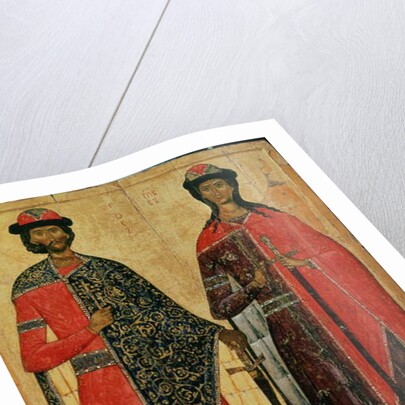 St. Boris and St. Gleb, Russian icon, Moscow School, 14th century by School Russian