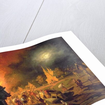 Fire in the Village by Leonid Ivanovich Solomatkin