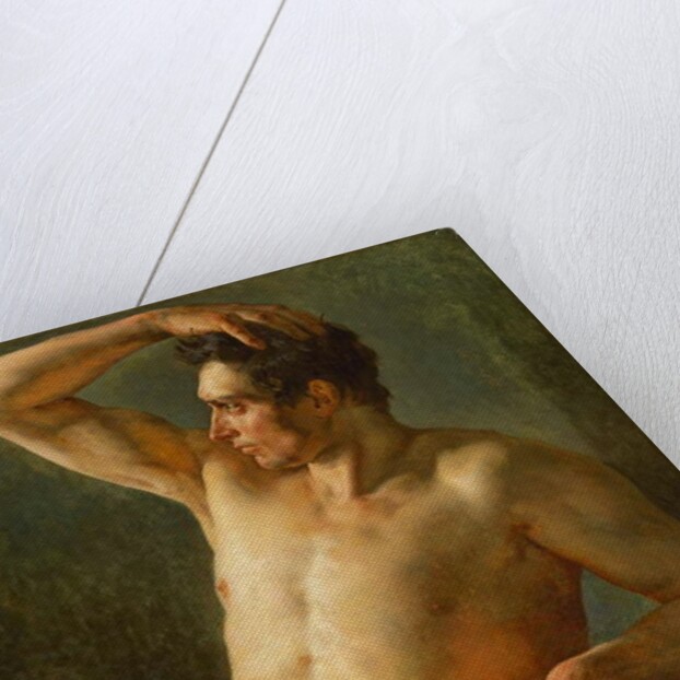 Male torso in profile, right arm raised, 1812 by Theodore Gericault