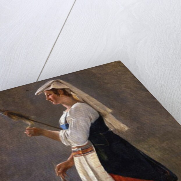 One of a pair of Italian studies: An Italian Peasant Spinning, 1820 by Achille Etna Michallon